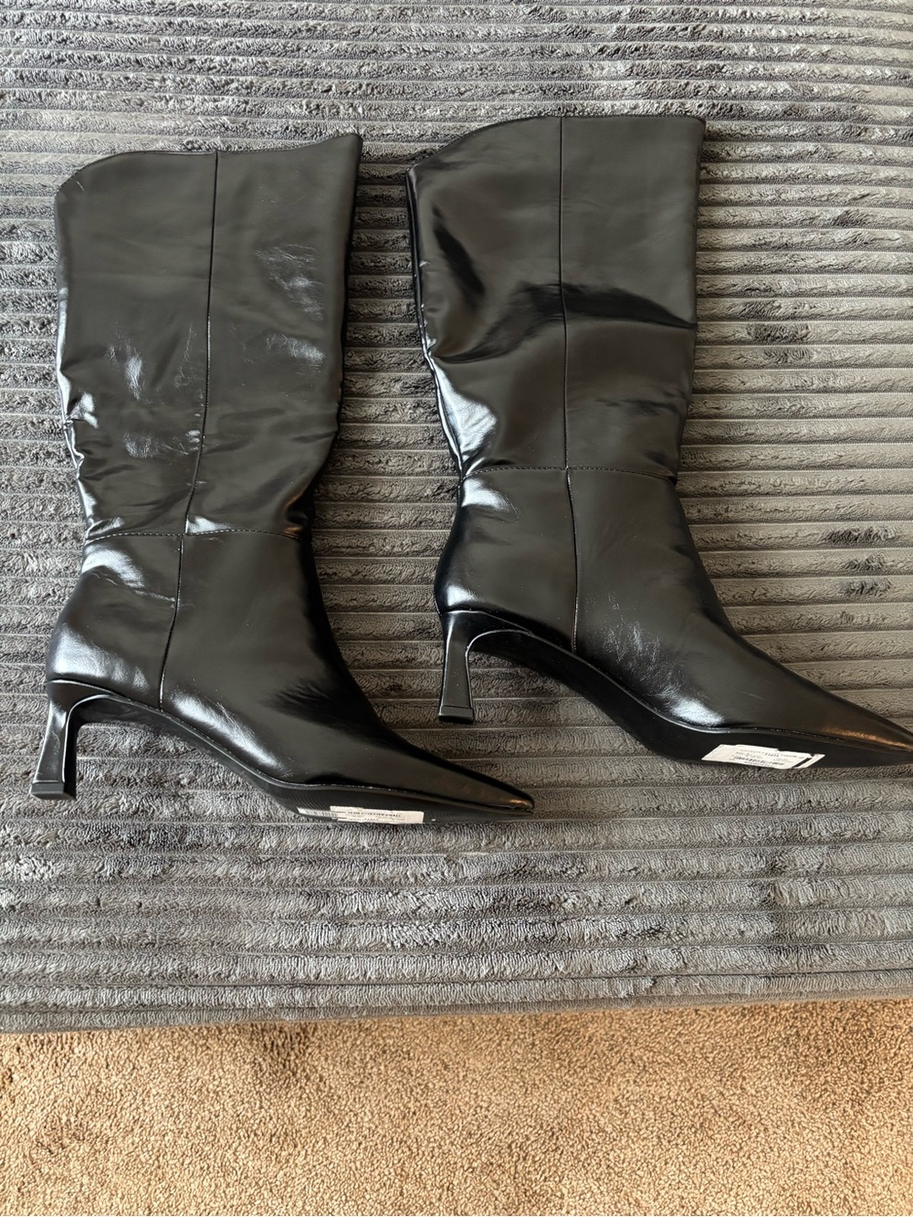 Steve Madden Black Pointed-Toe Mid-Calf Heeled Boots